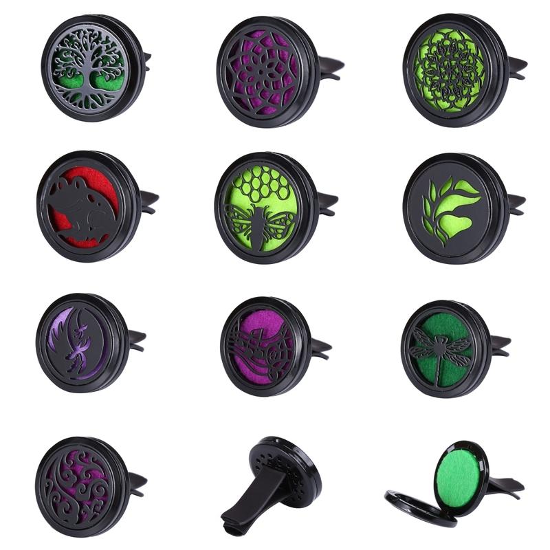 Refillable Car Air Freshener Smell Perfume Diffuser Clip Auto Vent Essential Oil Stainless Steel Locket Interior Accessories