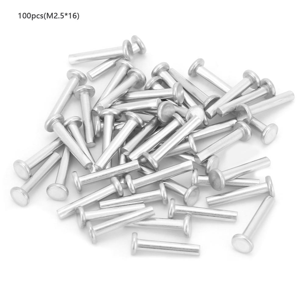 100pcs M2.5*12 14 16mm Flat Head Aluminum Rivets Countersunk Solid Rivets (M2.5*16)