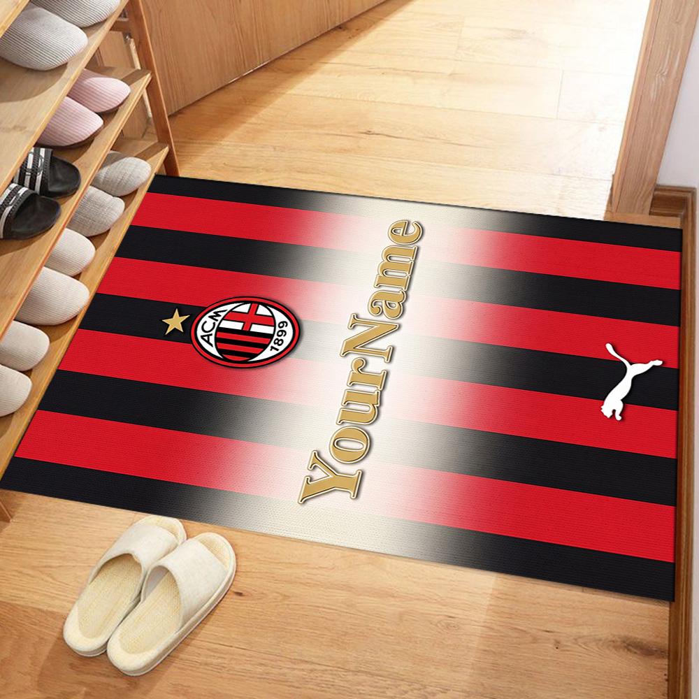 Ac Milan Customize Your Name Floor Mat Perfect for Game Room Playrooms Dining Room Kitchen Anti-slip Rug Anime Office Decor Perfect Gift for Women/Men