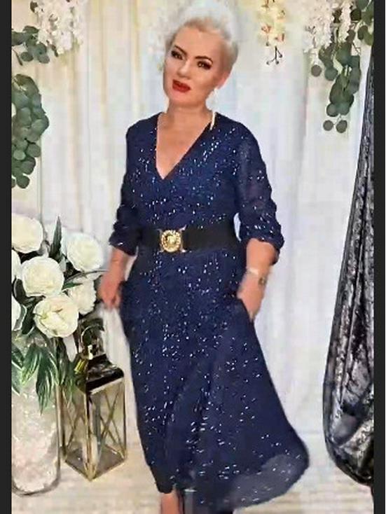 2025 European & American Cross-Border Women's Chiffon V-Neck Rhinestone Long Dress