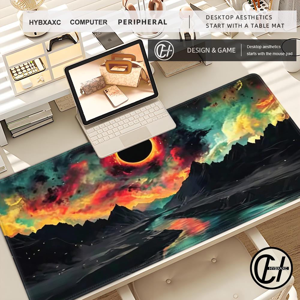 HYBXAXC Moon landscape Mouse Pad XXL Gamer Rubber Desk Mat Large Keyboard Pads Carpet Computer Table Accessories Long Desk Mats