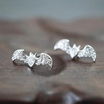 Huitan Personality Bat Shaped Stud Earrings  Color Ear Piercing Earrings for Women Funny Gift Fancy  Fashion Jewelry