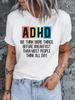 Womens Casual Short Sleeved Round Neck Tshirt with ADHD Print Casual Versatile All Season Short Sleeved Tshirt