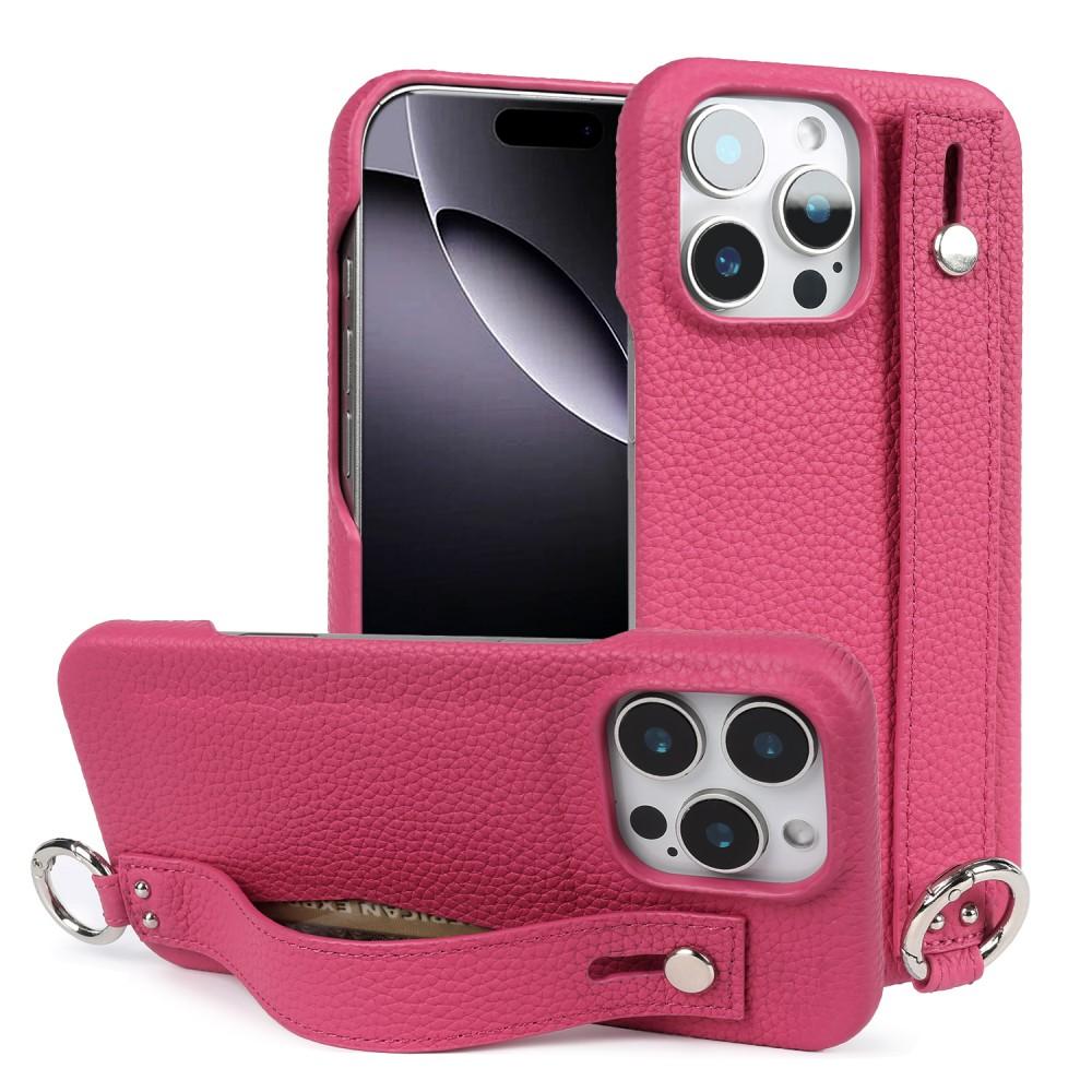 Premium Genuine Leather Case For iPhone 16 Pro Max Phone Cases 15Pro 14 13 12 11 Wristband Strap Bracket Back Card Holder Cover