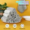 5pcs/10pcs Natural Bamboo Fiber Dish Towels, Highly Absorbent & Lightweight Reusable Cleaning Cloths, Modern Grey Kitchen Towel