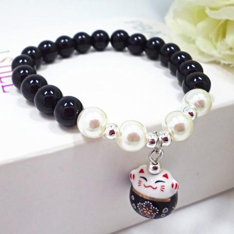 S447 popcorn stone crystal bracelet lucky cat bracelet pearl bracelet hand jewelry direct sales