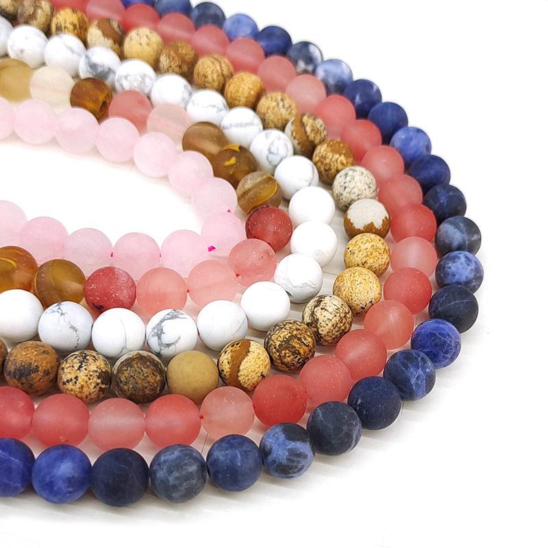6/8/10mm Matte Stone Beads Natural Stone Beads Round Loose Spacer Beads For Jewelry Making DIY Bracelet Necklace Accessories