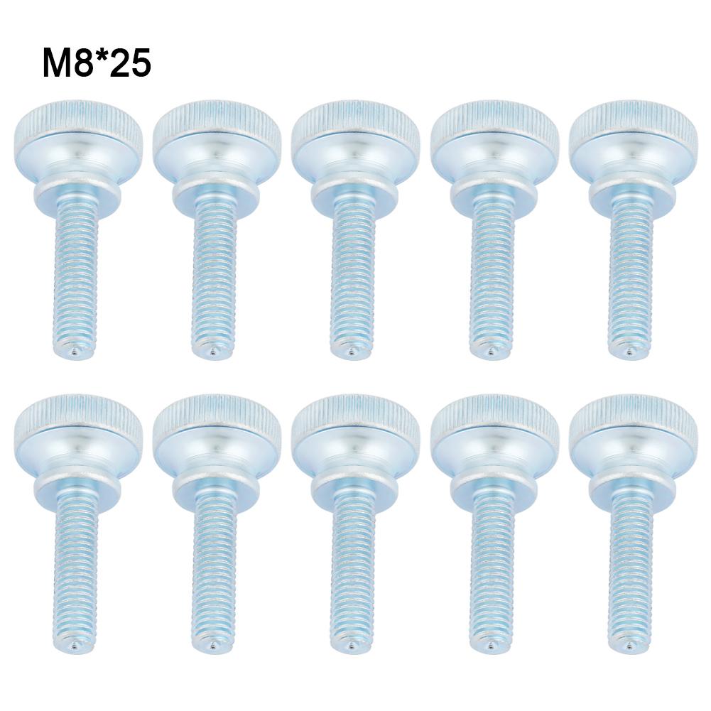 10pcs M8 Zinc Plated Carbon Steel Flat Knurled Head Bolts Thumb Screws (M8*25)