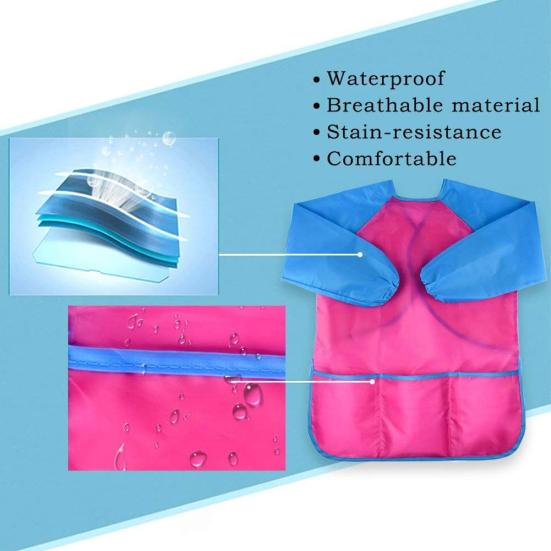 Kinder Malschürze Langarm Wasserdicht Kunst Malen Basteln Schürze