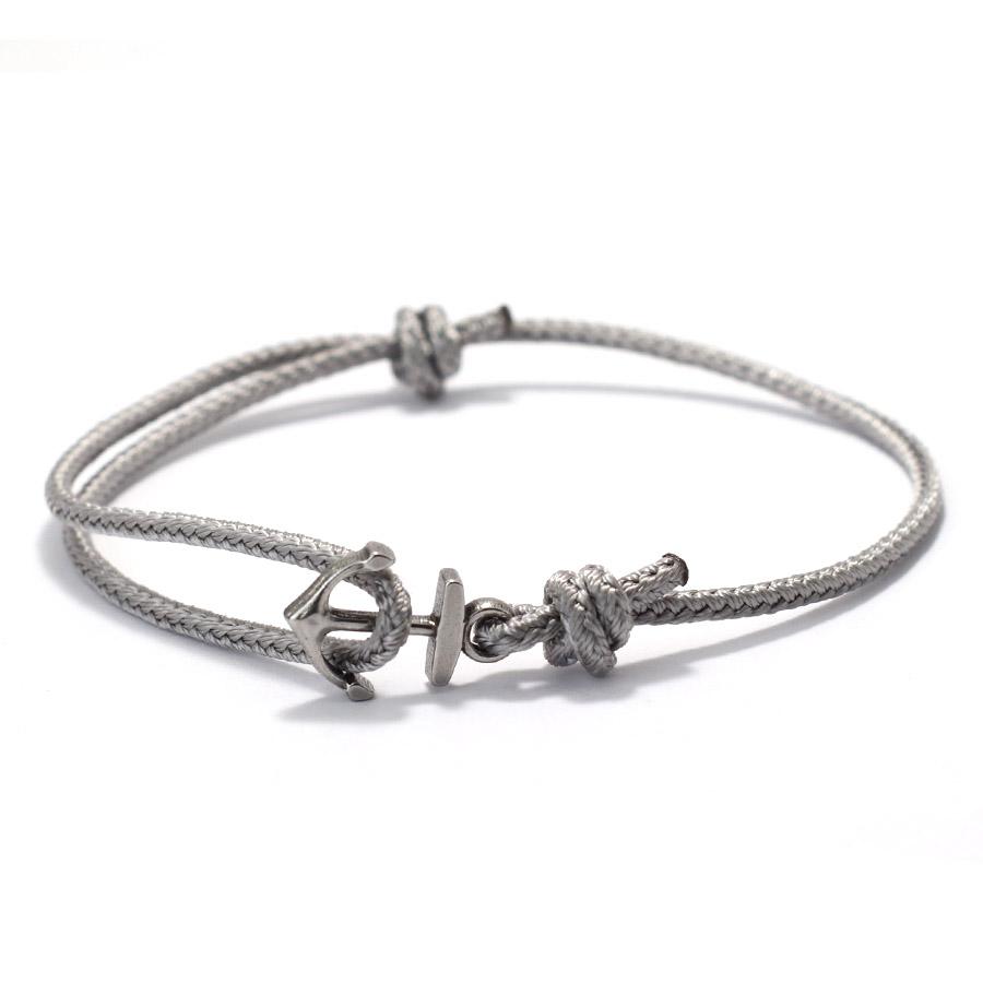 

Новый браслет из нержавеющей стали с якорем для мужчин и женщин, плетеный вручную, пиратский морской регулируемый браслет для пар, студенческие ювелирные изделия, подарок белый