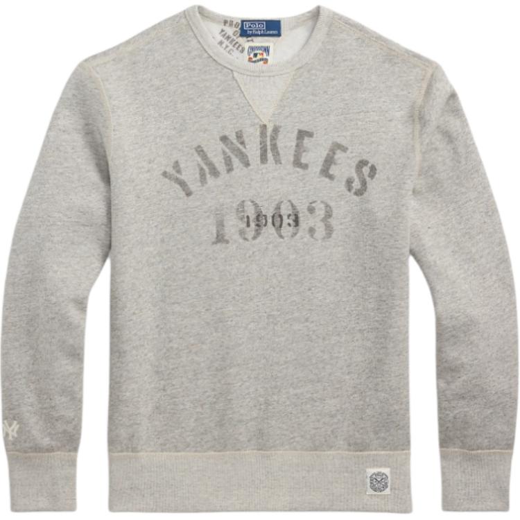Polo Ralph Lauren X MLB New York Yankees Letter Print Crewneck Long Sleeve Sweatshirt Men sweatshirt Light-Heather-Gray MNPOKNI16823879-020