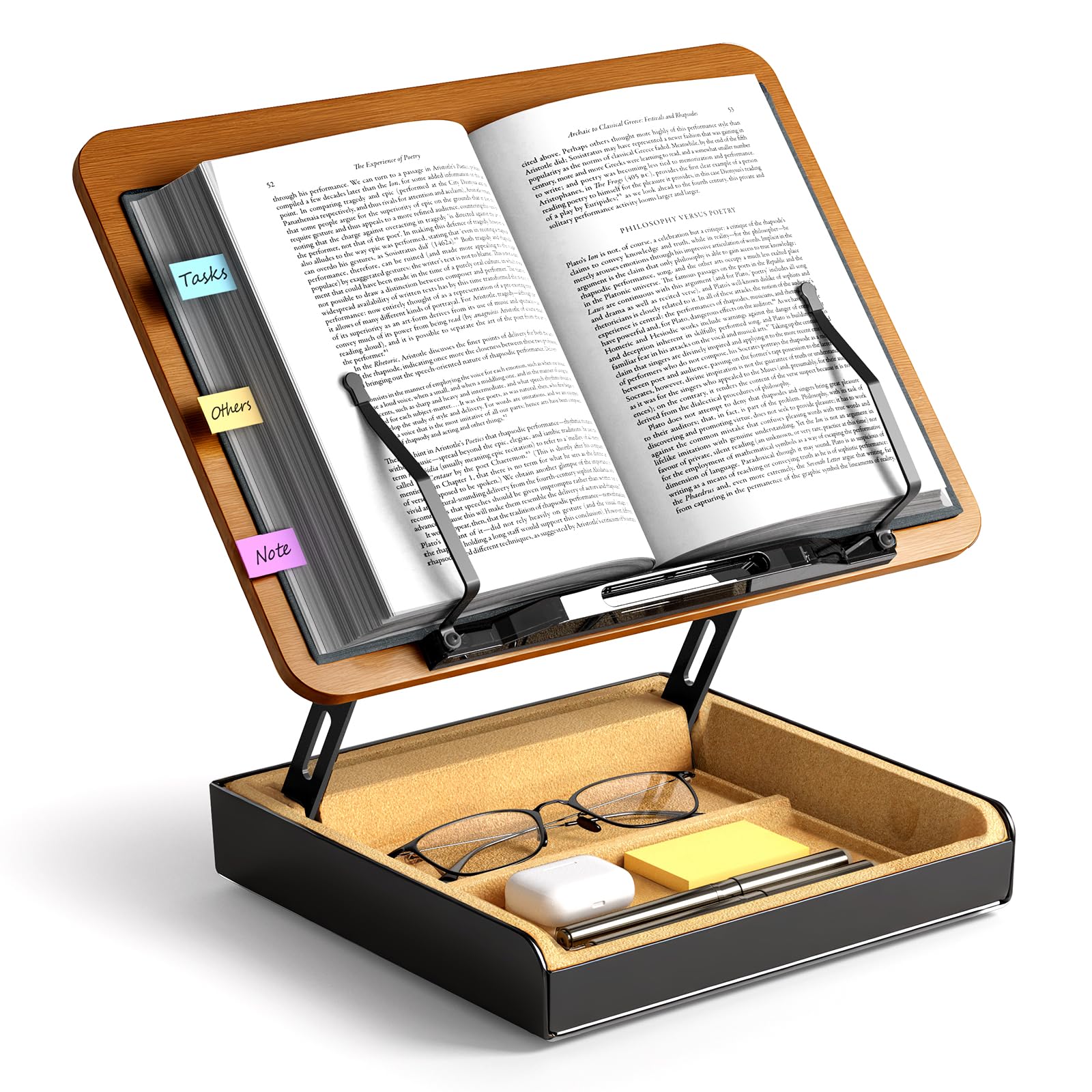 OPTIXCELL Book Desktop Reading Stand with Rotating Stepless Height and Angle Page Holder for for Tablets Stand, Bookstand, 360° Base, Adjustment,