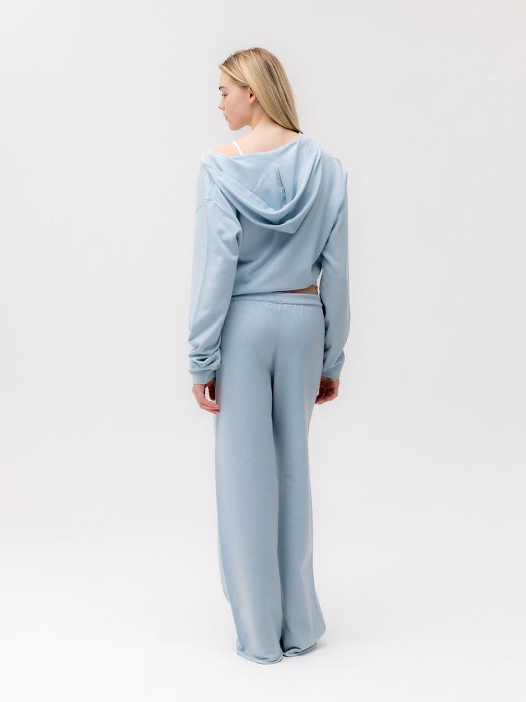 GLOWNY G Hug V-Neck Knit Hoodie (Baby Blue)