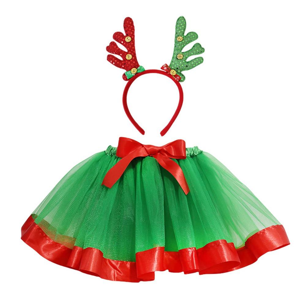 2-Piece Set Children's Tulle Skirt Christmas Party Performance Outfit For Height 80-140cm