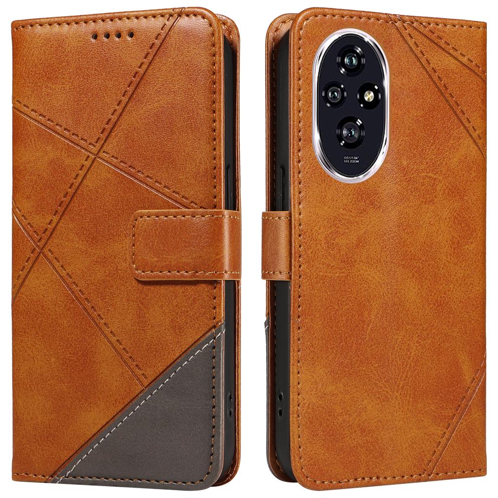 Für Honor 200 5G Brieftasche Hülle Geometrische Linie Flip Leder Handyhülle Kalbstextur