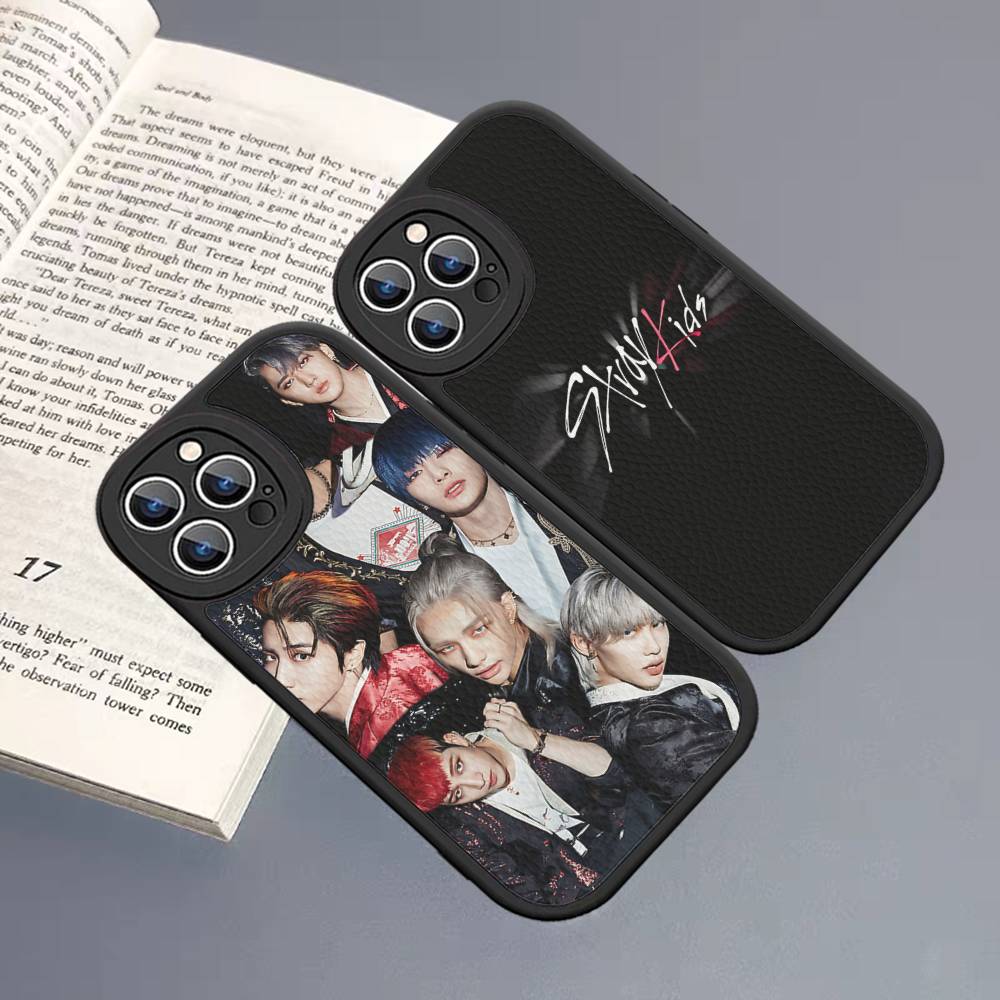 Kpop S-Stray-Kids Leather Phone Case For IPhone 16 14 15 Pro Plus 13 12 11 Pro Max Silicone Cover