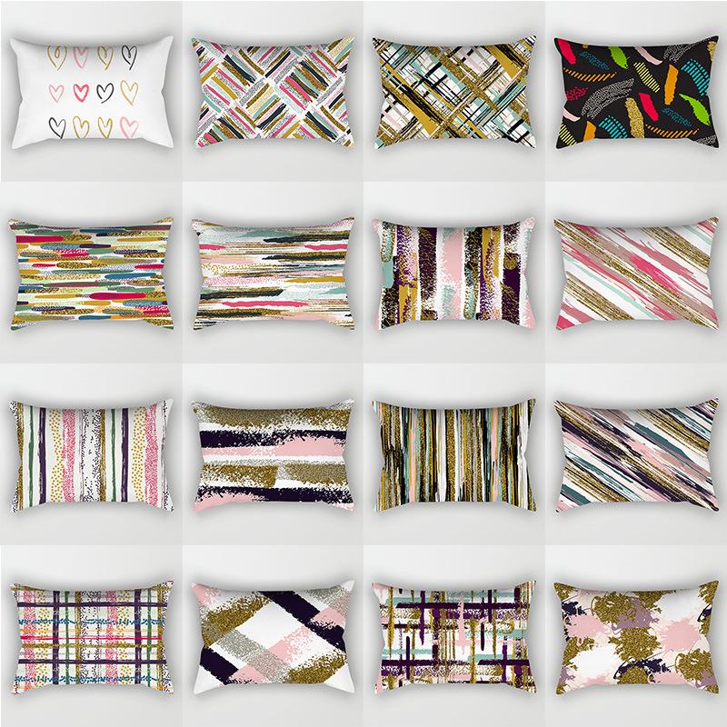 Nordisch Abstrakt Bunt Linien Geometrisch Langer Kissenbezug Zuhause Sofa Kissen Auto Büro Lendenkissen