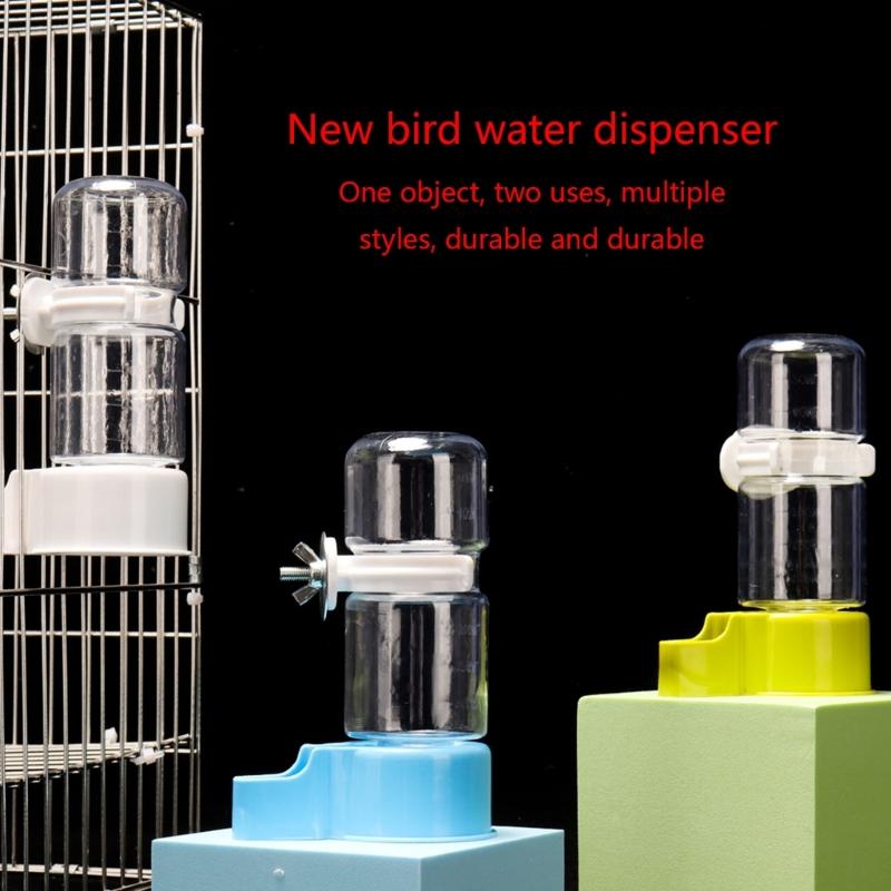 Water Bottle Drinker Clear Food Dispenser Container Set Mount In Cage