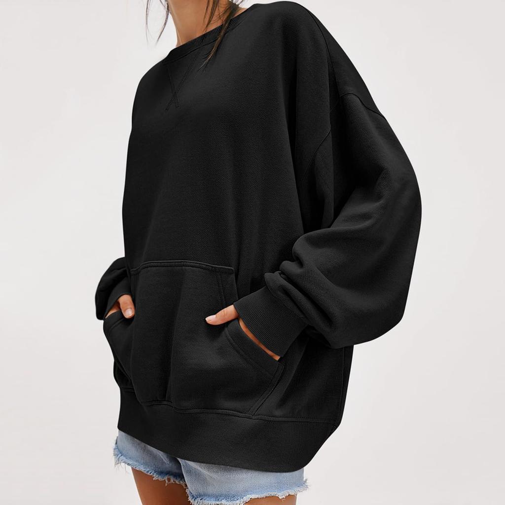 Women's Fashionable Loose Long Sleeved Sports Top Casual Pullover Hoodie