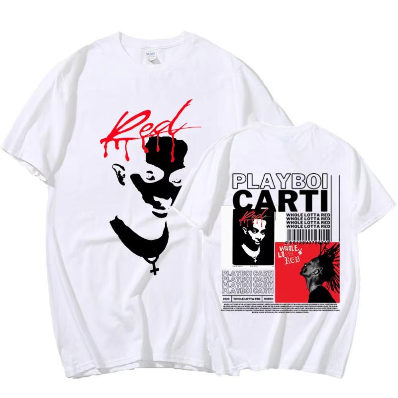 

Rapper Playboi Carti T Shirt Music Album Whole Lotta Red Graphic T Shirts Men Women Fashion Hip Hop Oversized T-shirt Streetw... 5XL різнокольоровий