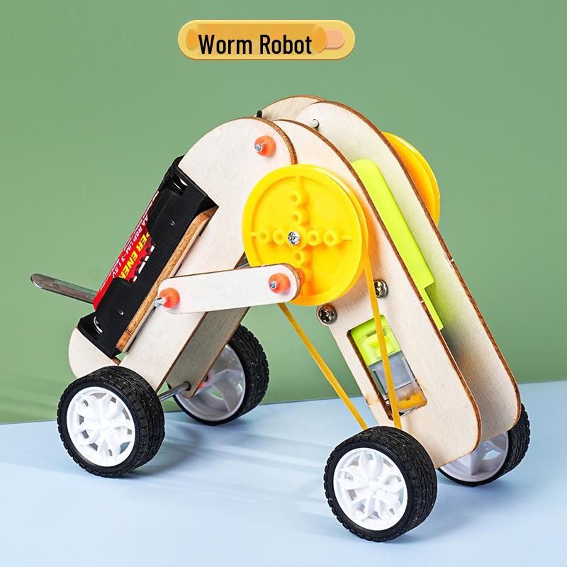 Wooden DIY Peristaltic Robot Kit for Kindergarten & Primary School STEAM Activities