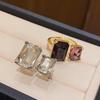 Elegant Rhinestone Open Square Ring - Versatile High-End Fashion Jewelry