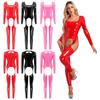 Ermeløse Skinny Jumpsuits Clubwear Dame Latex Catsuit Bodysuit Glanset helkroppsdress Undertøy Halloween Fancy Dress Ball