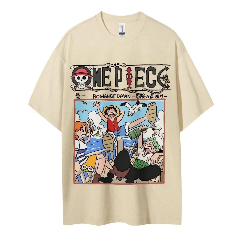 ONE PIECE Peripheral Products Men's 2026Summer Casual Oversized Tee Breathable Cotton Daily Lounging and Comic Themed Parties 