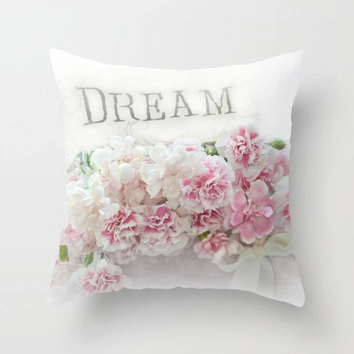 Rose Flowers Polyester Cushion Cover  Nordic Style Home Decoration Throw Pillow For Sofa Bed Car Pillow Case