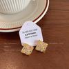 High-end French Niche Broken Diamond Zircon Square Stud Earrings Women's New Popular Light Luxury Simple Earrings Ear Jewelry