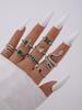 Set of 5 Fashion Rings Snake Heart Gemstone Inspired Stackable Rings Adjustable Band Jewelry for Women