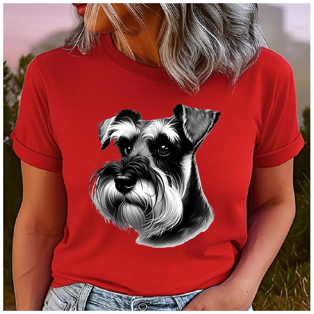 Unisex 100% Polyester Summer Top with Pet Print Loose Round Neck Short Sleeve Fashion for Astrology Lovers