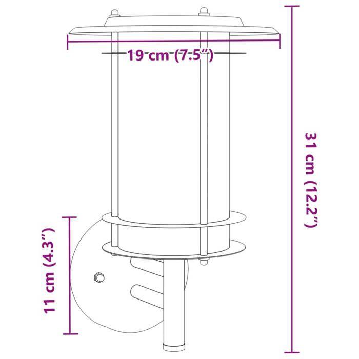 VidaXL Outdoor Wall Light Black Stainless Steel, Outdoor Wall Lighting, Garden Wall Lamp, Wall Sconce 4006288