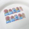 10Pcs Handmade 3D Flower Pearl Gradient Blush French Duckbill Press On Nails Set
