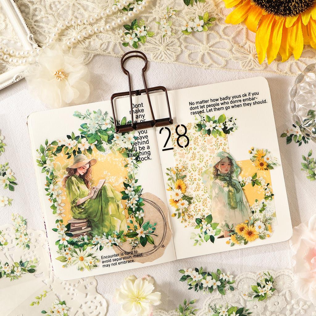 6sheets Dreaming Flower Language Series Ins Flower Plants Die Cutting Waterproof PET Stickers DIY Diary Album Scrapbook
