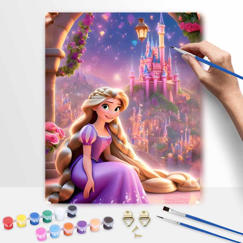 Disney DIY Oil Painting Art Painting Kit Tangled Rapunzel Home Wall Decor Handmade Gift For Princess Lovers Canvas Room Decoration Set