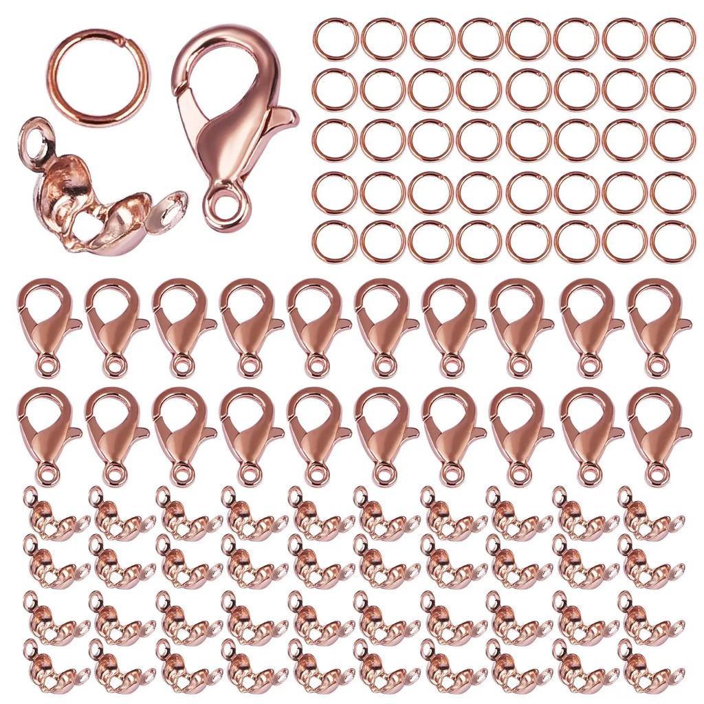 100pcs/Lot Metal Lobster Clasps Set Lobster Clasp Open Jump Rings For Bracelet Necklace Connectors Jewelry Making DIY Wholesale