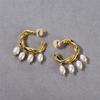 Retro French Earrings Light Luxury Premium Exquisite Baroque Natural Freshwater Pearl Twist Rope Circle Earrings