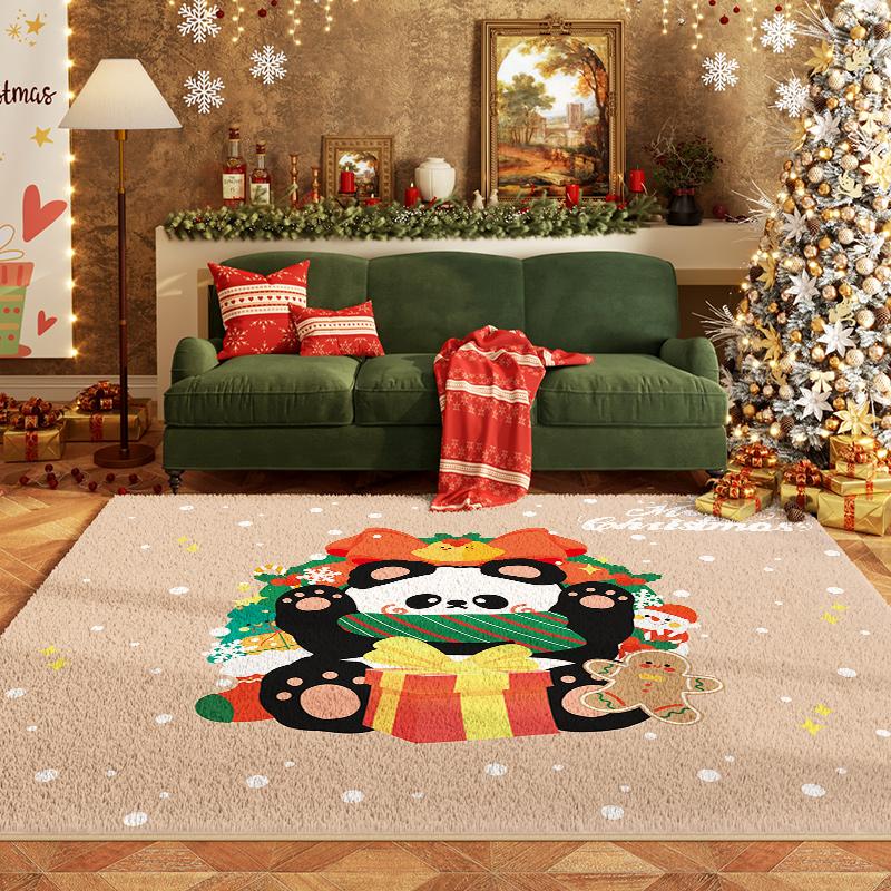 Christmas Living Room Decoration Rug Large Area Anti-slip Mat Fluffy Soft Children Rugs Cute Cartoon Bedroom Decor Plush Carpet