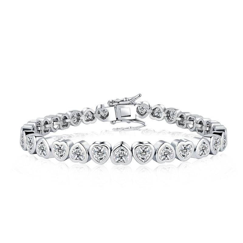 French romantic hemming love splicing 3A zircon bracelet copper plated real gold tennis chain 6.5inch (16.5cm)