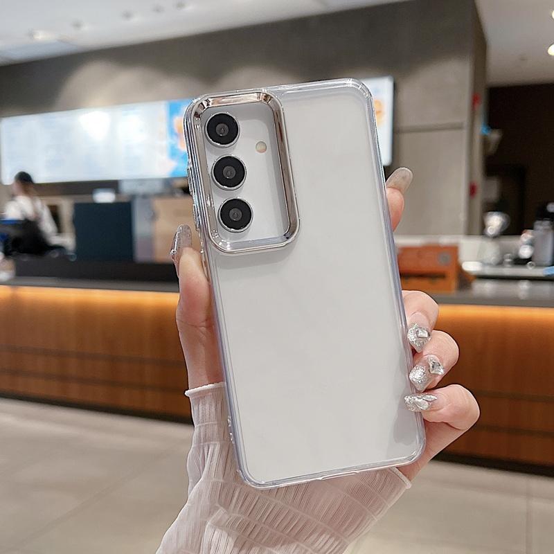 

Plating Lens Frame Clear Case For Samsung Galaxy A34 A52 A53 A15 A25 A35 A55 A54 5G S24 S23 S22 Ultra S21 S24 FE Soft TPU Cover For Samsung S21 FE