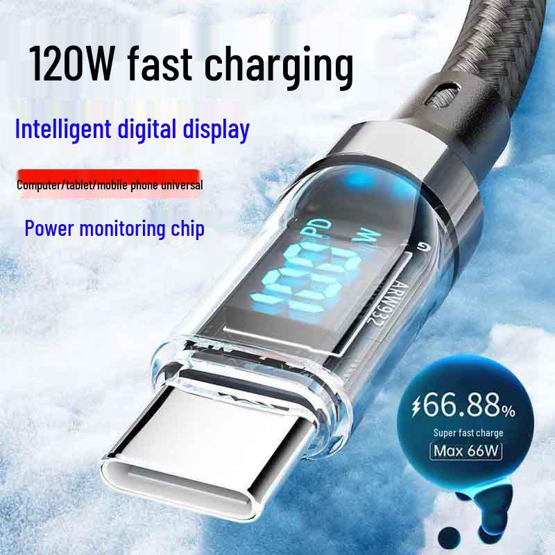 120W Super Fast Type-C Charging Cable 6A—Compatible with Huawei, Honor, Xiaomi