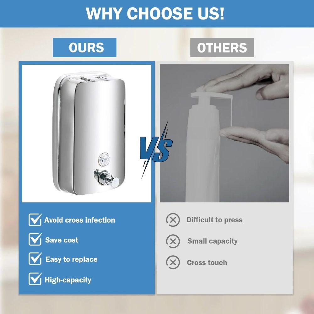 Stainless Steel Bathroom Shampoo Dispenser 500/800/1000ml Shower Gel Storage Bottle  Kitchen