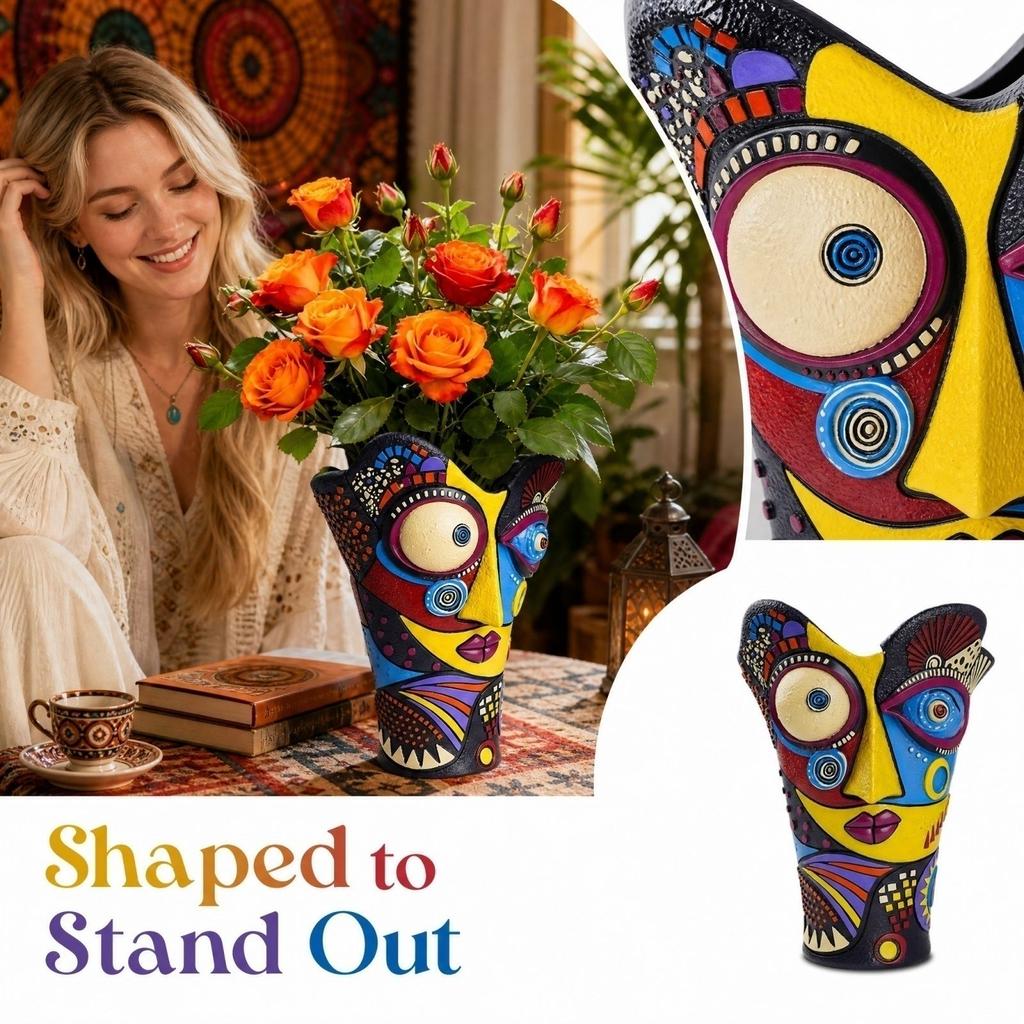 Decorative Resin Vase with Artistic Eye Design for Dried Flowers Desktop Ornament Home Gift