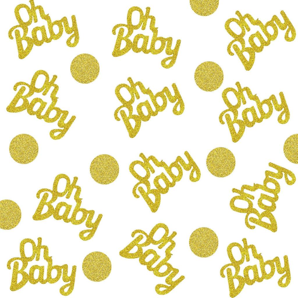 160 Pieces Baby Shower Gold Confetti Glitter Gold Party Table Decorations Crown Circle Dots Confetti Baby for Trottie Shower Parties