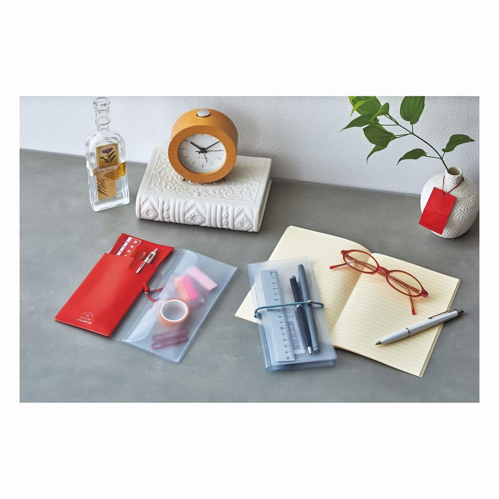 Lihitlab Antibacterial PVC Flat Pencil Case Transparent Slim ALCLEA Blue A7941-8