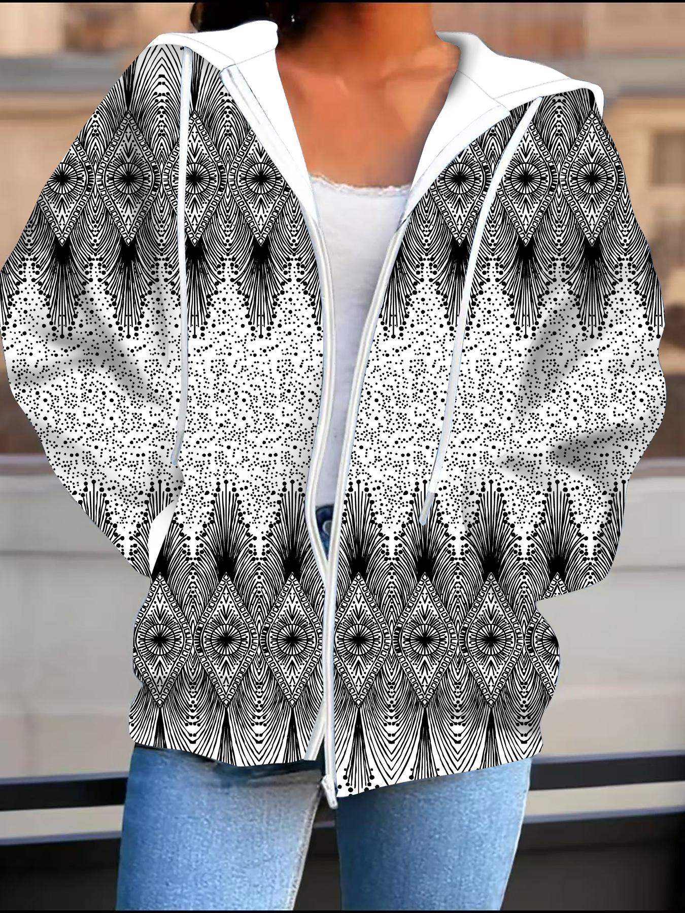 

Кардиган с капюшоном 3D-печати большого размера Осень Зима Ретро 6XL серый