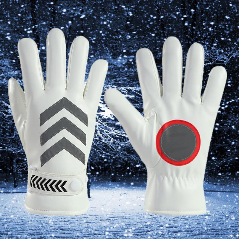 Warm gloves men's autumn and winter fleece reflective strip gloves patrol fleece thickened duty command pu gloves