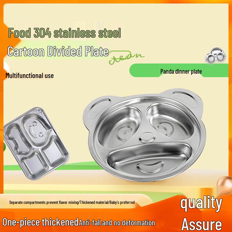 JIWANGGU Stainless Steel Kids  Divided Meal Plate 22x18.5x4cm