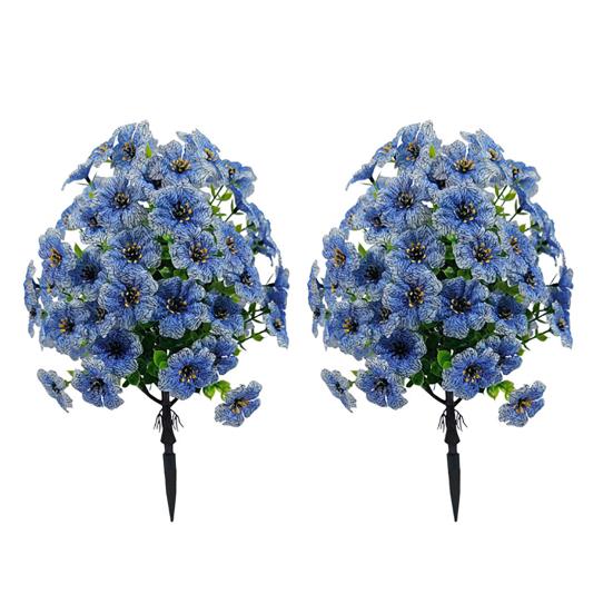 Artificial Flower Stake for Outdoor UV Resistant Fake Floral Shrubs with Ground Spike Realistic Faux Bushes Plant for Garden Yard Porch Patio Decor